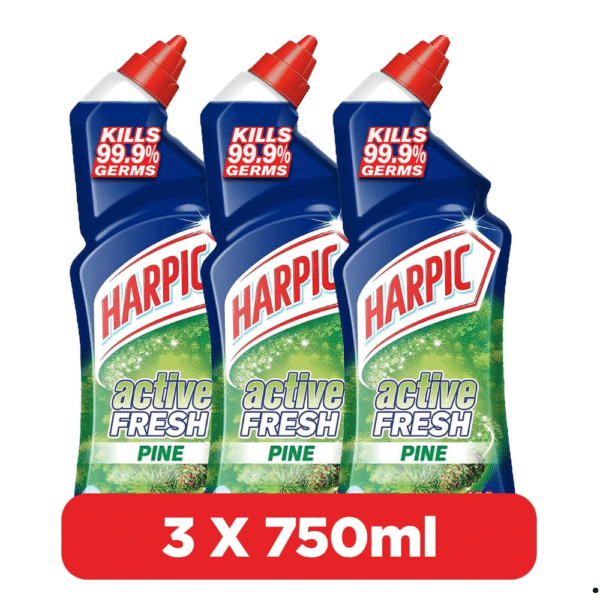 Harpic Active Fresh Toilet Cleaner, Pine Scent, 750ml x 3