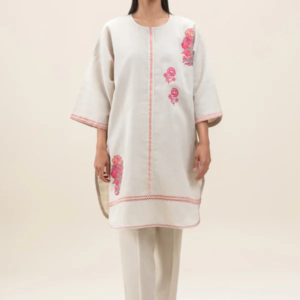 3 PIECE PRINTED PEACH DORIA SUIT (PRET)