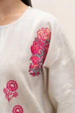 3 PIECE PRINTED PEACH DORIA SUIT (PRET) - Image 3