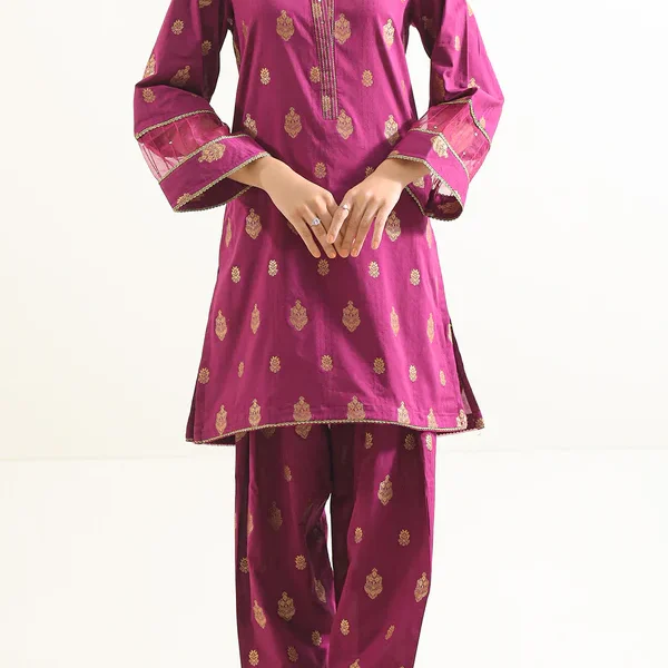 Cotton Jacquard Stitched 2 Piece (Shirt/Trouser)
