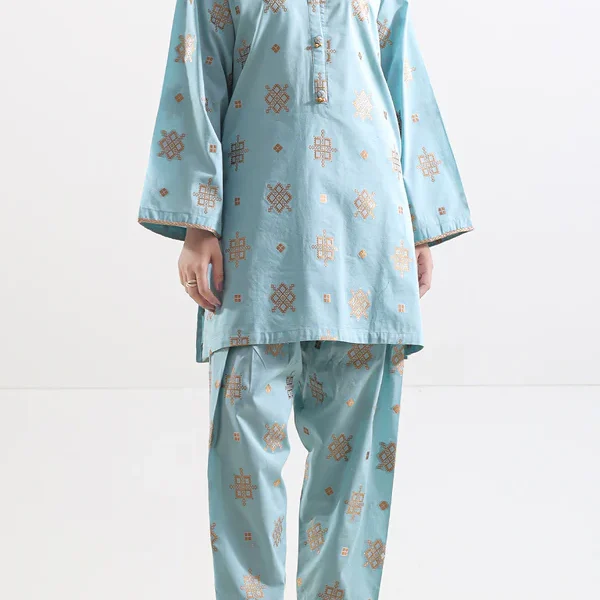 Cotton Jacquard Stitched 2 Piece (Shirt/Trouser)