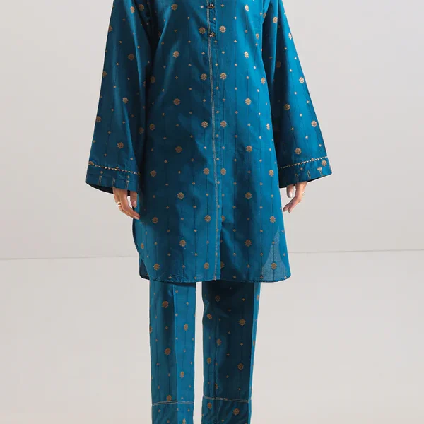 Cotton Jacquard Stitched 2 Piece (Shirt/Trouser)