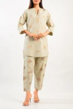 Cotton Jacquard Stitched 2 Piece (Shirt/Trouser)