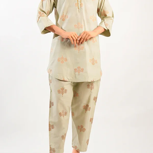 Cotton Jacquard Stitched 2 Piece (Shirt/Trouser)