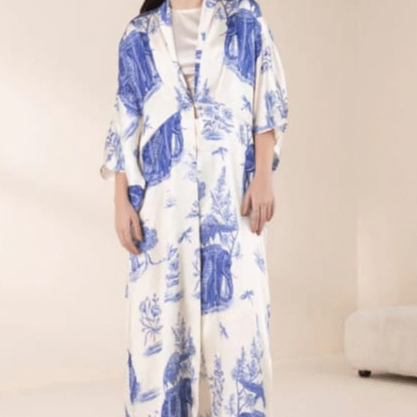 2 Piece Printed Satin Suit