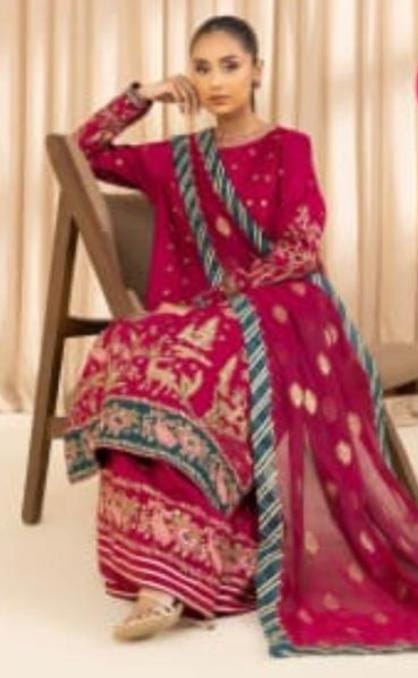 IMG-20251102-WA0016(1) 3 Piece Embroidered Raw Silk Suit - Image 1