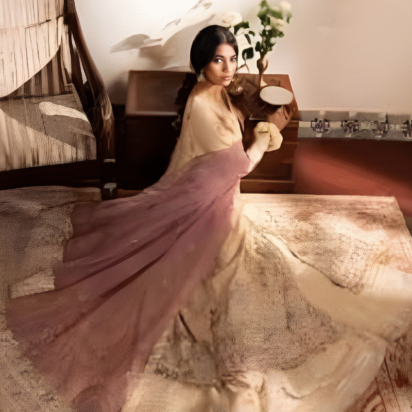 3 Piece  Embroidered Raw Silk Suit